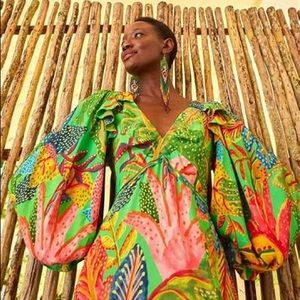 NWT Farm Rio Forest Green Slit Dress